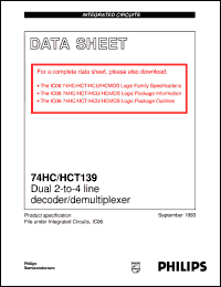 74HC139D datasheet: Dual 2-to-4 line decoder/demultiplexer 74HC139D