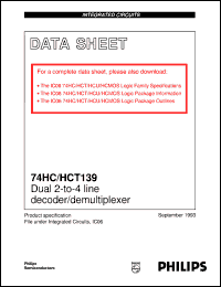 74HCT139PW datasheet: Dual 2-to-4 line decoder/demultiplexer 74HCT139PW