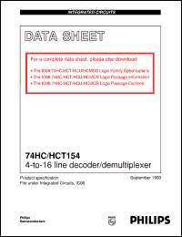 74HC154D datasheet: 4-to-16 line decoder/demultiplexer 74HC154D