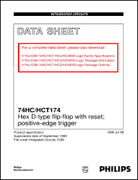 74HC174D datasheet: Hex D-type flip-flop with reset; positive-edge trigger 74HC174D