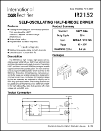 IR2152S datasheet: Self-oscillating half-bridge driver IR2152S
