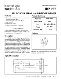 IR2155 datasheet: Self-oscillating half-bridge driver IR2155