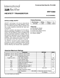 IRFV260 datasheet: HEXFET transistor IRFV260
