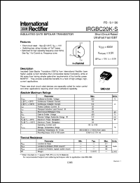 IRGBC20K-S datasheet: Insulated gate bipolar transistor IRGBC20K-S