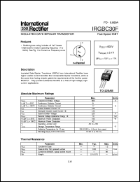 IRGBC30F datasheet: Insulated gate bipolar transistor IRGBC30F