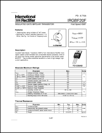 IRGBF20F datasheet: Insulated gate bipolar transistor IRGBF20F