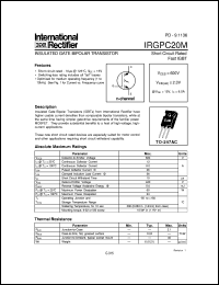 IRGPC20M datasheet: Insulated gate bipolar transistor IRGPC20M