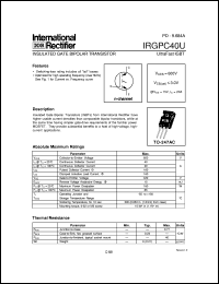 IRGPC40U datasheet: Insulated gate bipolar transistor IRGPC40U