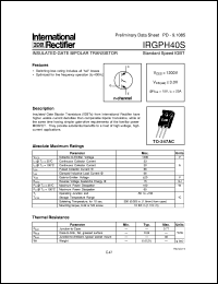 IRGPH40S datasheet: Insulated gate bipolar transistor IRGPH40S