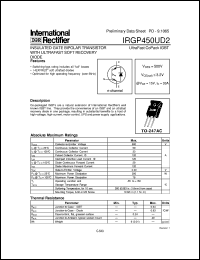 IRGP450UD2 datasheet: Insulated gate bipolar transistor with ultrafast soft recovery diode IRGP450UD2