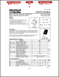 IRGPC20MD2 datasheet: Insulated gate bipolar transistor with ultrafast soft recovery diode IRGPC20MD2