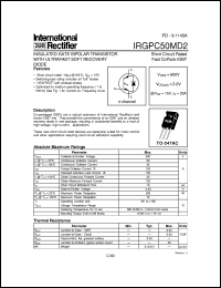 IRGPC50MD2 datasheet: Insulated gate bipolar transistor with ultrafast soft recovery diode IRGPC50MD2