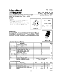 IRGPC50UD2 datasheet: Insulated gate bipolar transistor with ultrafast soft recovery diode IRGPC50UD2
