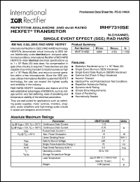 IRHF7310SE datasheet: HEXFET transistor IRHF7310SE