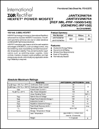 JANTXV2N6764 datasheet: HEXFET power mosfet JANTXV2N6764