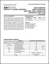 JANTXV2N6782 datasheet: HEXFET power mosfet JANTXV2N6782