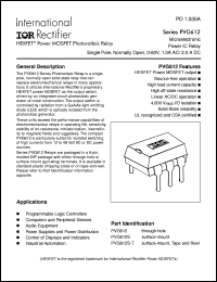 PVG612 datasheet: HEXFET power mosfet photovoltaic relay PVG612