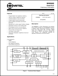 MH88600 datasheet: Global SLIC (subscriber line interface circuit) for PABXs, control systems, key telephone systems and central office equipment. MH88600