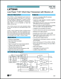 LXT304ANE datasheet: Short/Haul transceiver with receive JA LXT304ANE