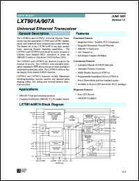 LXT901ALC datasheet: Universal ethernet transceiver LXT901ALC