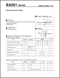BA201 datasheet: Fast recovery diode BA201