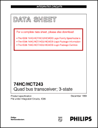 74HC243U datasheet: Quad bus transceiver; 3-state 74HC243U