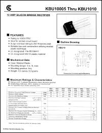 KBU1004 datasheet: 10AMP silicon bridge rectifier KBU1004