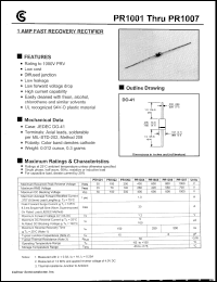 PR1006 datasheet: 1AMP fast recovery rectifier PR1006