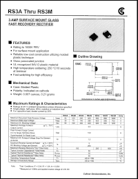 RS3B datasheet: 3AMP surfase mount glass fast recovery rectifier RS3B