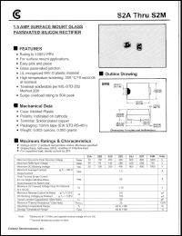 S2M datasheet: 1,5AMP surfase mount glass passivated silicon rectifier S2M