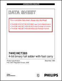 74HC283PW datasheet: 4-bit binary full adder with fast carry 74HC283PW