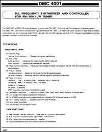 DMC4001 datasheet: PLL frequency synthesizer and controller for FM/MW/LW tuner DMC4001