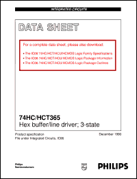 74HC365NB datasheet: Hex buffer/line driver; 3-state 74HC365NB