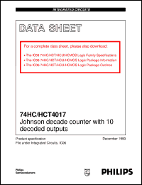 74HCT4017D datasheet: Johnson decade counter with 10 decoded outputs 74HCT4017D