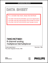 74HCT4051DB datasheet: 8-channel analog multiplexer/demultiplexer 74HCT4051DB