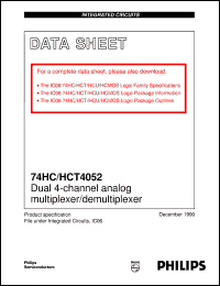 74HC4052D datasheet: Dual 4-channel analog multiplexer/demultiplexer 74HC4052D