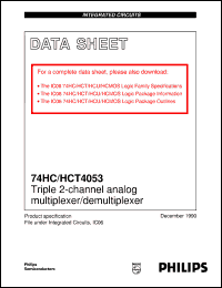 74HCT4053PW datasheet: Triple 2-channel analog multiplexer/demultiplexer 74HCT4053PW