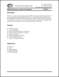 PT2211-24 datasheet: Infrared remote control transmitter PT2211-24