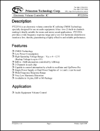 PT2255A-SN datasheet: Electronic volume controller IC PT2255A-SN