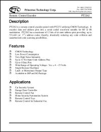 PT2262 datasheet: Remote control encoder PT2262