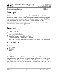 PT2265 datasheet: Remote control encoder PT2265