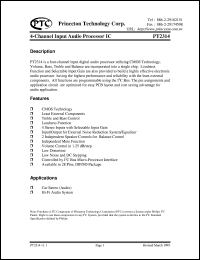 PT2314-D datasheet: 4-channel input audio processor IC PT2314-D