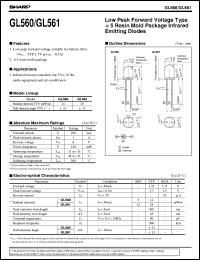 GL561 datasheet: Low peak forward voltage type 5 resin mold package infrared emitting diode GL561