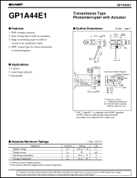 GP1A44E1 datasheet: Transmissive type photointerrupter with actuator GP1A44E1