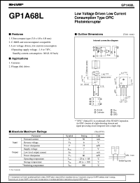 GP1A68L datasheet: Low voltage driven low current consumption type OPIC photointerrupter GP1A68L