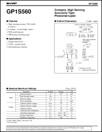 GP1S560 datasheet: Compact,high sensing accurary narrow gap type photointerrupter GP1S560