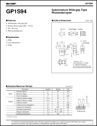 GP1S94 datasheet: Subminiature Wide-gap type photointerrupter GP1S94