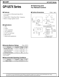 GP1U57X datasheet: IR detecting unit for remote control GP1U57X