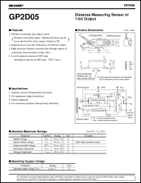 GP2D05 datasheet: Distance measuring sensor of 1-bit output GP2D05