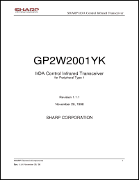 GP2W2001YK datasheet: IrDA control infrared transceiver GP2W2001YK